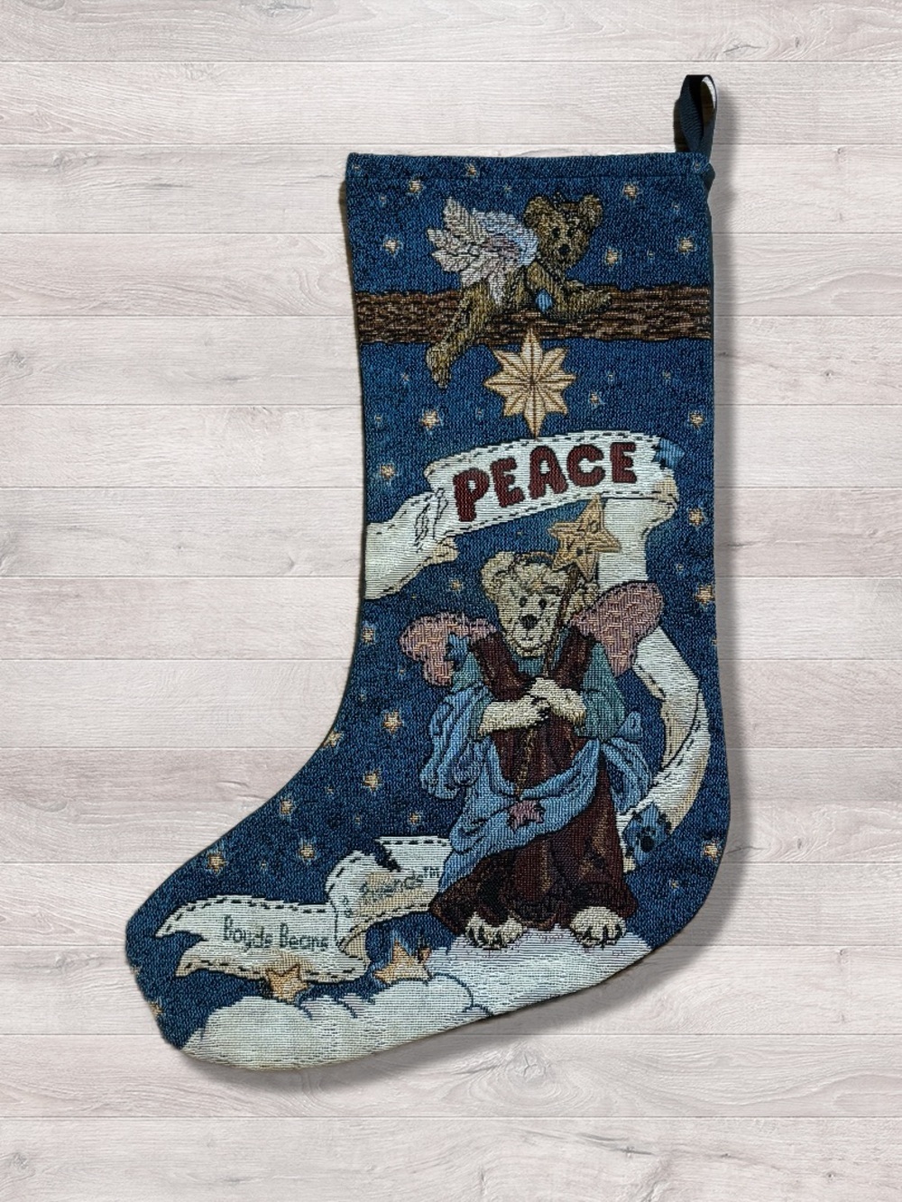 Vintage Boyd’s Bears Tapestry Christmas Holiday Angel Stocking